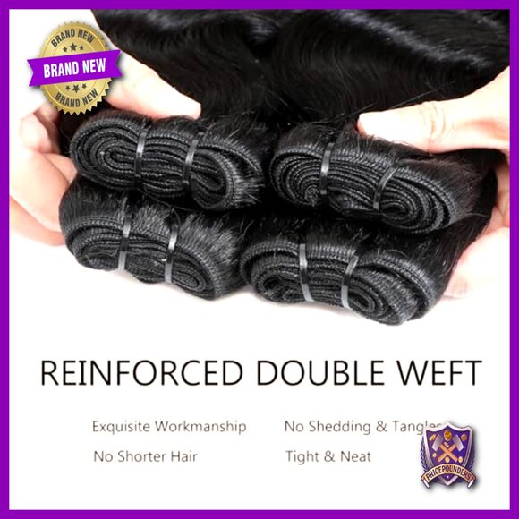Body Wave Human Hair Extensions 4 Bundles with 5x5 HD Lace Closure